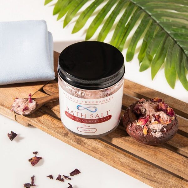 Himalayan Pink Bath Salt with Rose Fragrance & Dried Rose Petals