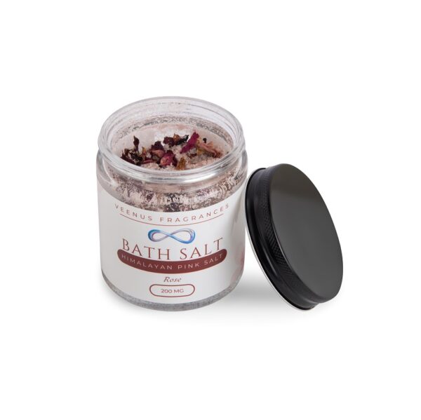 Himalayan Pink Bath Salt with Rose Fragrance & Dried Rose Petals - Image 3